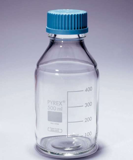 Bottiglia in vetro borosilicato con tappo ed anello salvagoccia - da 25 ml a 20 litri