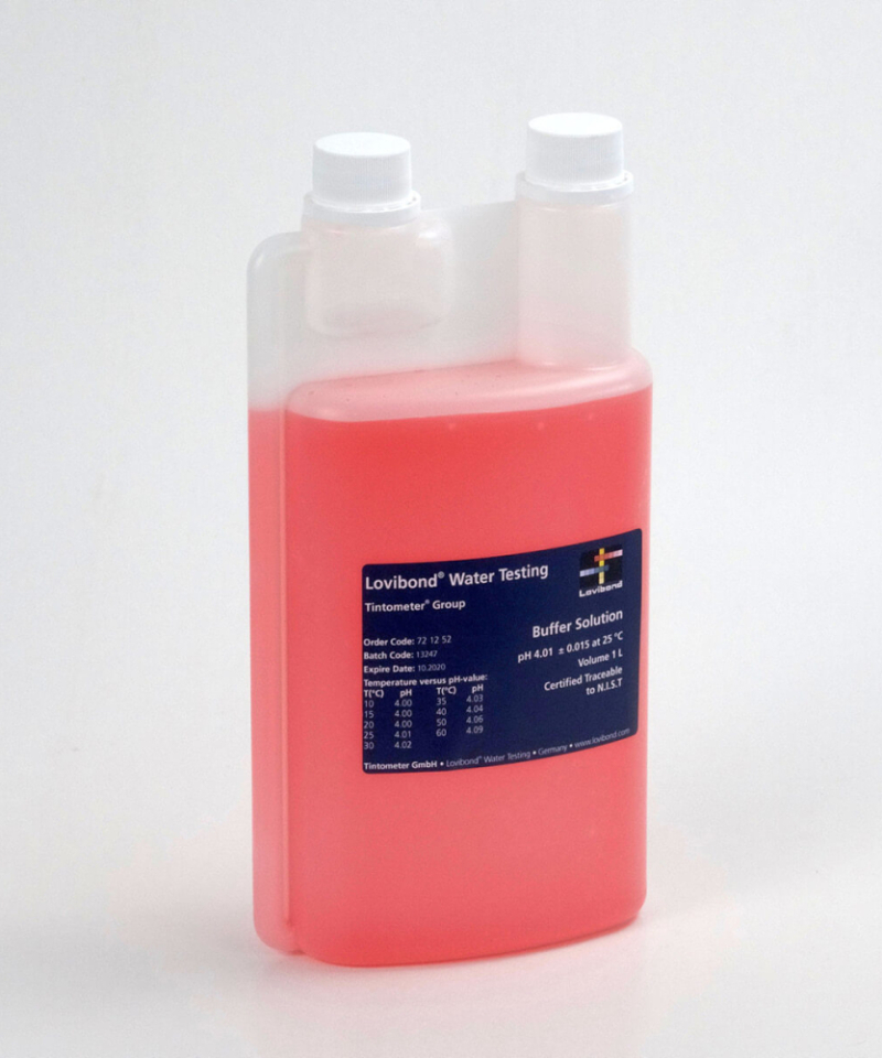 Soluzione tampone pH 4,01 (25 °C) rosso, tracciabile a N.I.S.T