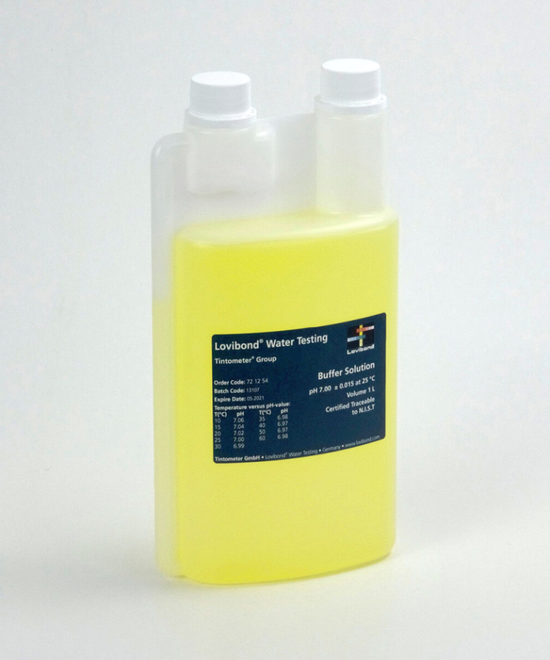 Soluzione tampone pH 7,01 (25 °C) giallo, tracciabile a N.I.S.T